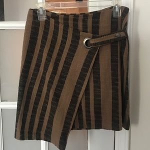 Free People Faux Wrap Mini Skirt Brown Black